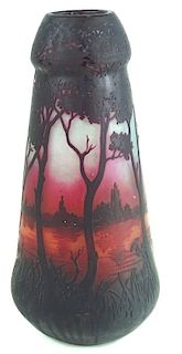 Daum Nancy Acid Etch Cameo Art Glass Vase