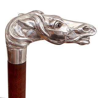 52. Sterling Horse Dress Cane- 