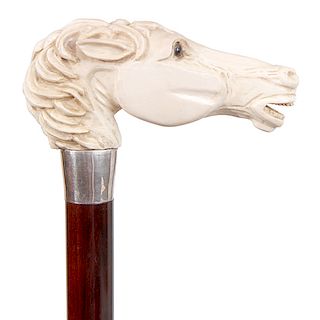 81. Mammoth Ivory Horse Cane-