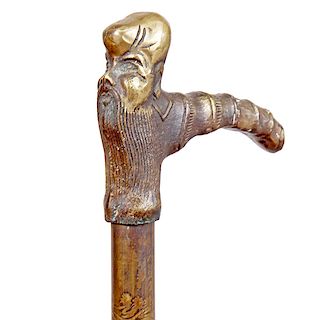 136. Chinese Bronze Cane- 