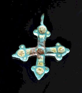 Viking / Norse Enameled Bronze Cross