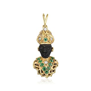 Nardi 18K Gold Diamond and Emerald Pendant