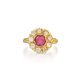 A 22K Gold Pink Sapphire Ring