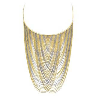 An 18K Gold Layered Bib Necklace, Italian