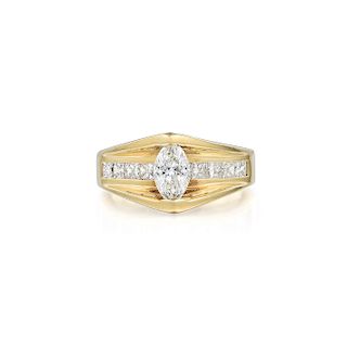 A 14K Gold Marquise Diamond Ring