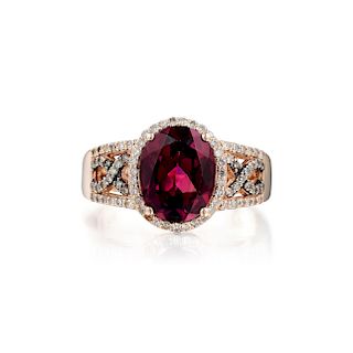 A 14K Gold Diamond and Synthetic Ruby Ring
