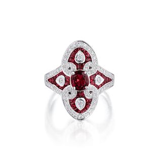 A 18K Ruby and Diamond Ring