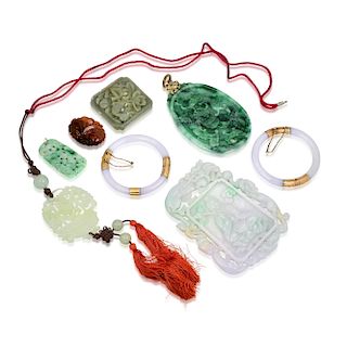A Group of Carnelian and Jade Jewelry