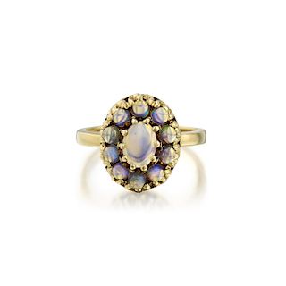 A 14K Gold Opal Cluster Ring