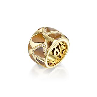 Roberto Coin 18K Gold Diamond and Tiger's Eye Ring