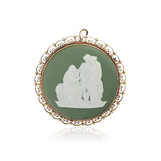 A 14K Gold Wedgwood Cameo Brooch