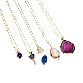 A Group of 14K Gold Gemstone Jewelry