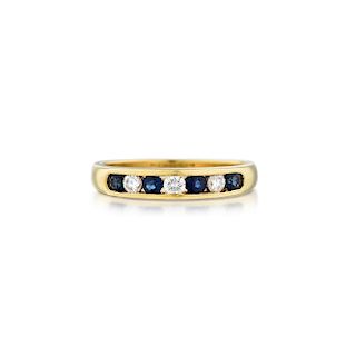 An 18K Gold Sapphire and Diamond Ring, Dutch