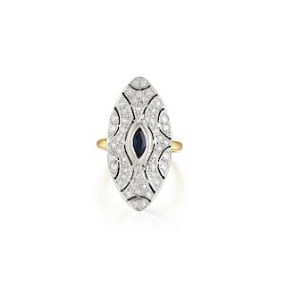 A 14K Gold Sapphire and Diamond Ring