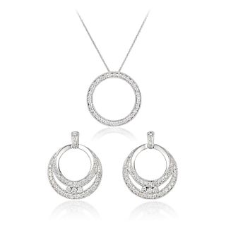 A 14K Gold Diamond Earrings and Pendant Necklace Set