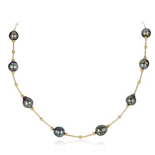 A 14K Gold Cultured Pearl Necklace