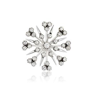 Art Deco Platinum Diamond Sunburst Pendant/Brooch