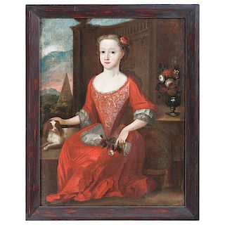 English School, 18th Century, A Portrait of a Girl with Spaniel
