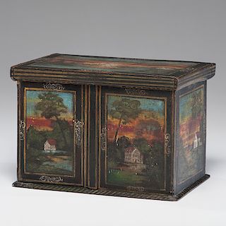 Paint Decorated Jewelry or Valuables Chest