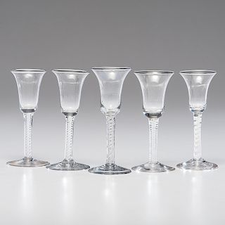 English Opaque Twist Wine Glasses