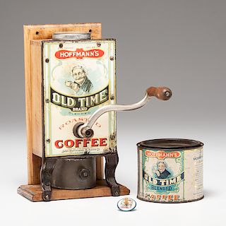 Arcade Advertising Mill for the John Hoffmann & Sons Co. and Hoffmann's Coffee Tin, Plus 