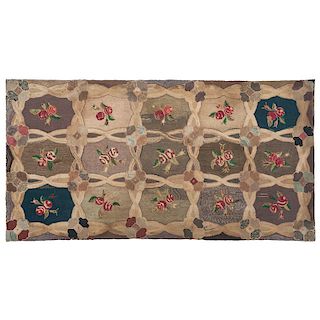 Hooked Rug with Floral Reserves