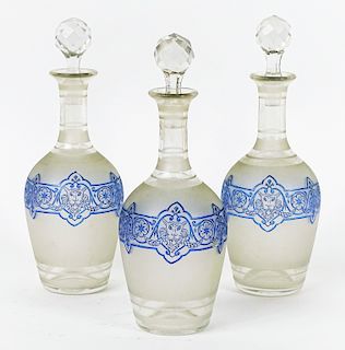Three French Crystal Perfume Bottles With Stoppers