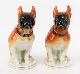 Pair of Hand Painted Porcelain Bulldog Figures
