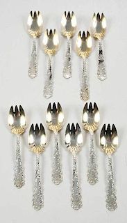 Eleven Wallace Waverly Sterling Ice Cream Spoons