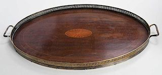 George III Style Silver Plated and Inlaid Tray