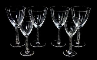 * A Group of Lalique Molded Stemware Height of taller 7 1/4 inches.