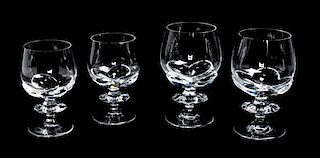* A Group of Lalique Molded and Frosted Stemware Height of taller 6 1/8 inches.