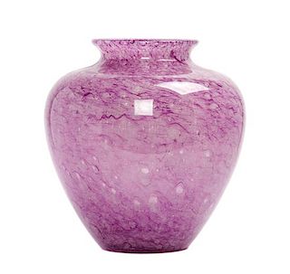 A Steuben Pink Cluthra Vase Height 10 1/2 x diameter 10 inches.