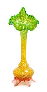 A Bohemian Ruffle Top Bud Vase Height 9 7/8 inches.