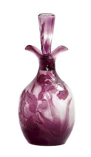 A Galle Cameo Glass Fire Polished Decanter Height 10 1/4 inches.