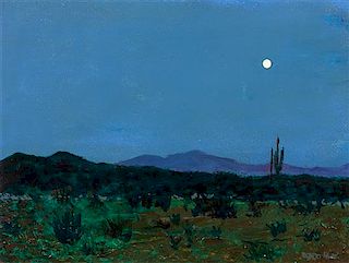 Albert Aloe, (Missouri, 20th century), Desert Scene with Moon