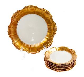 * A Set of Six Limoges Porcelain Saucers Diameter of first 6 inches.