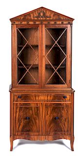 * A Neoclassical Style Mahogany Display Cabinet Height 72 x width 34 x depth 16 inches.