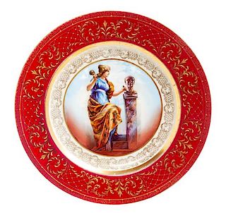 * A Royal Vienna Porcelain Plate Diameter 9 5/8 inches.