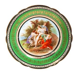 * A Royal Vienna Porcelain Plate Diameter 9 3/4 inches.