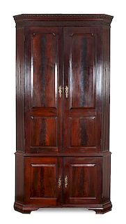 * An English Mahogany Corner Cabinet Height 90 x width 50 x depth 20 inches.