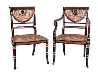 * A Set of Five Regency Style Lacquered Chairs Height 35 inches.