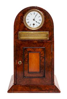 * A Birds Eye Maple Letter Box Clock Height 6 1/2 x width 10 x depth 8 inches.