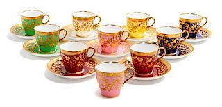 * A Set of Mintons Porcelain Demitasse Cups and Saucers Diameter of saucer 4 3/8 inches.