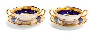 * A Set of English Porcelain Bouillon Cups and Saucers Diameter of saucer 4 1/4 inches.
