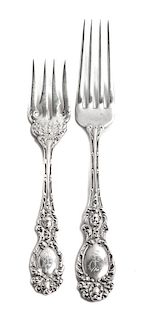 * A Set of American Silver Forks, R. Wallace & Sons Mfg. Co., Wallingford, CT, Lucerne pattern, monogrammed on handle, including