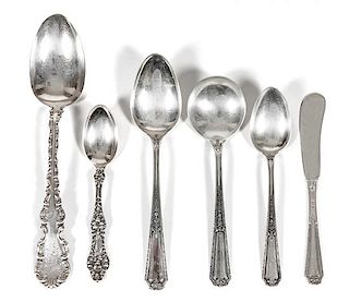 A Group of American Silver Table Utensils, Whiting Mfg. Co. and Towle Silversmiths, comprising three Whiting Mfg. Co. tablespoon