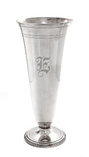 * An American Silver Vase, Tiffany & Co., New York, NY, monogrammed on side and engraved on underside "To Mr. Mark Edison and As