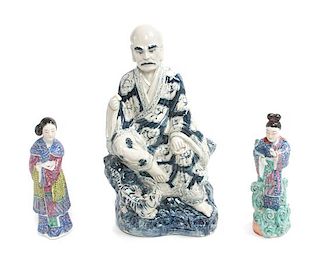 * Three Chinese Porcelain Figures Height of tallest 16 1/2 inches.