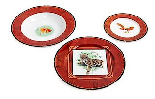 * A Lynn Chase Porcelain Dinner Service for Four Diameter of lunch plate 9 inches.